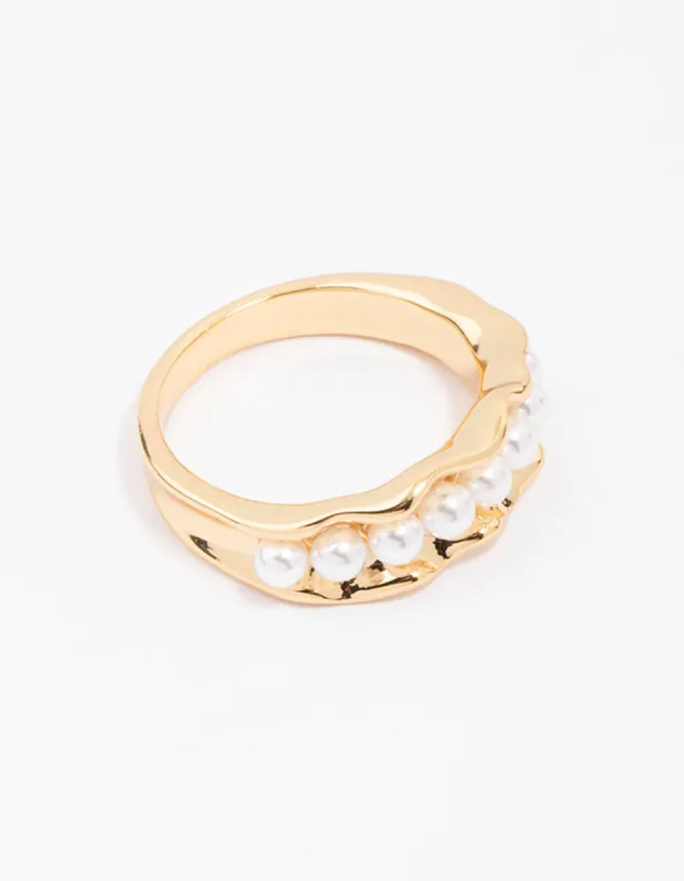 Gold Plated Textured Ribbon Band Ring sold by lovisa