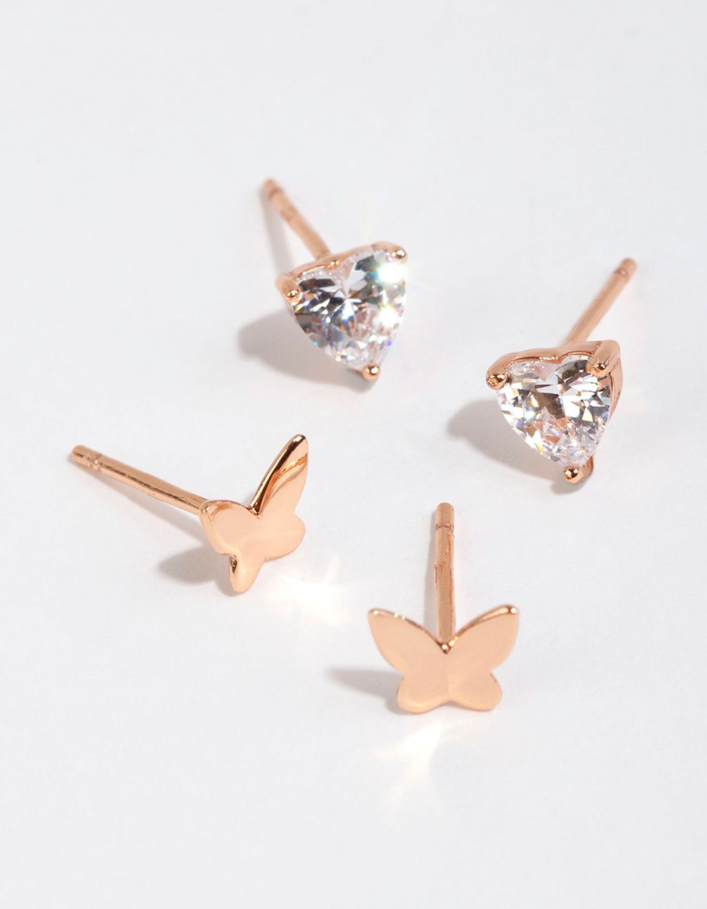 Rose Gold Plated Sterling Silver Butterfly Stud Set sold by lovisa