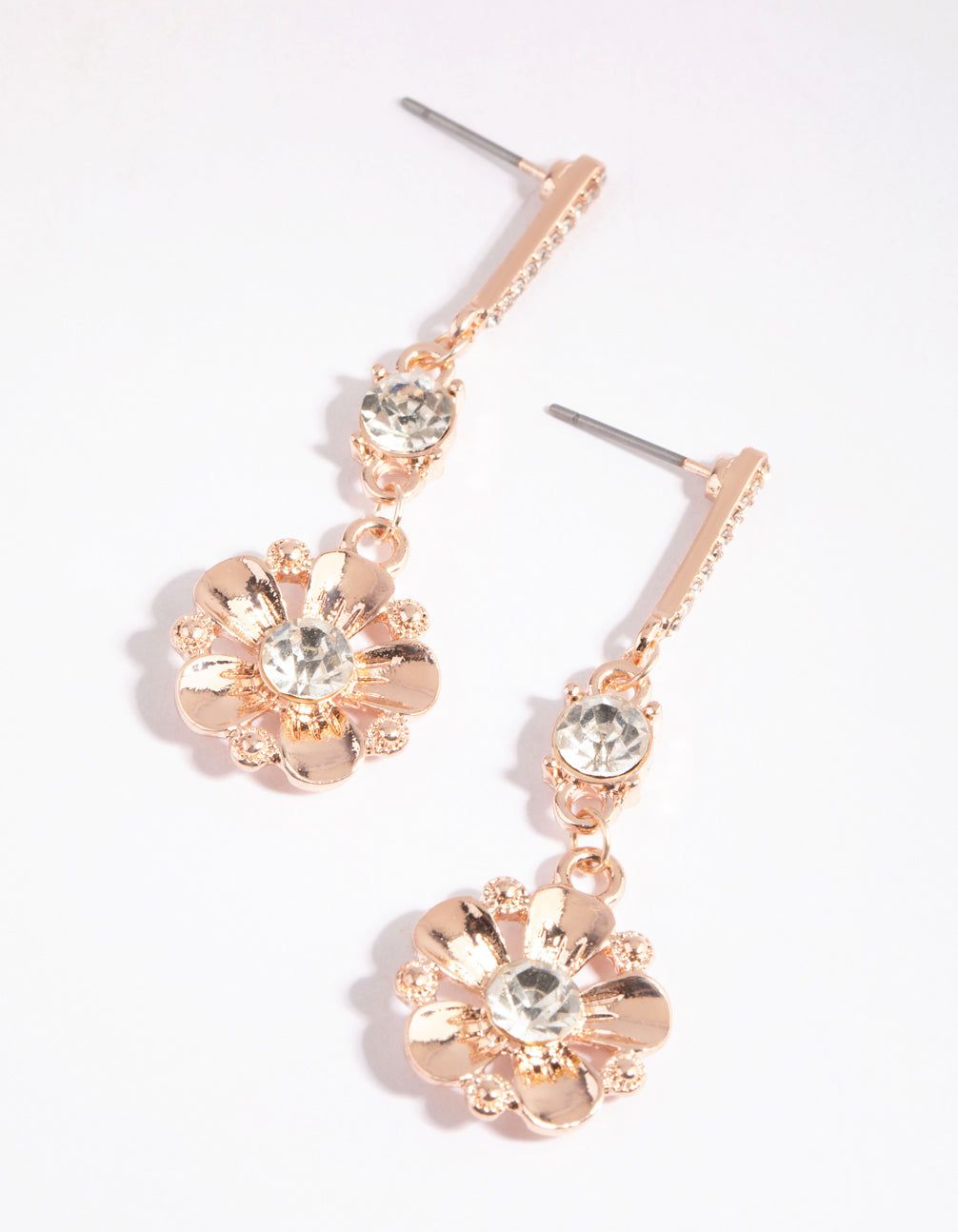 Rose Gold Daisy Drop Earrings sold by lovisa