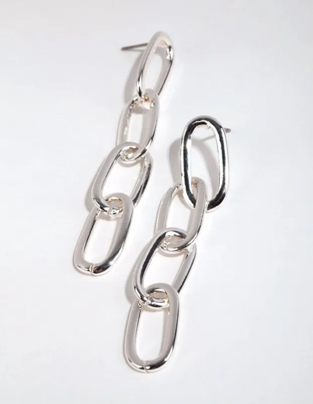 Silver Oval Chain Drop Earrings sold by lovisa
