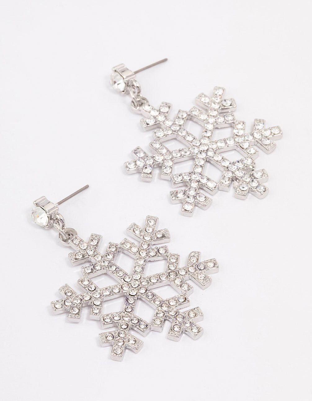 Silver Diamante Snowflake Drop Earrings sold by lovisa