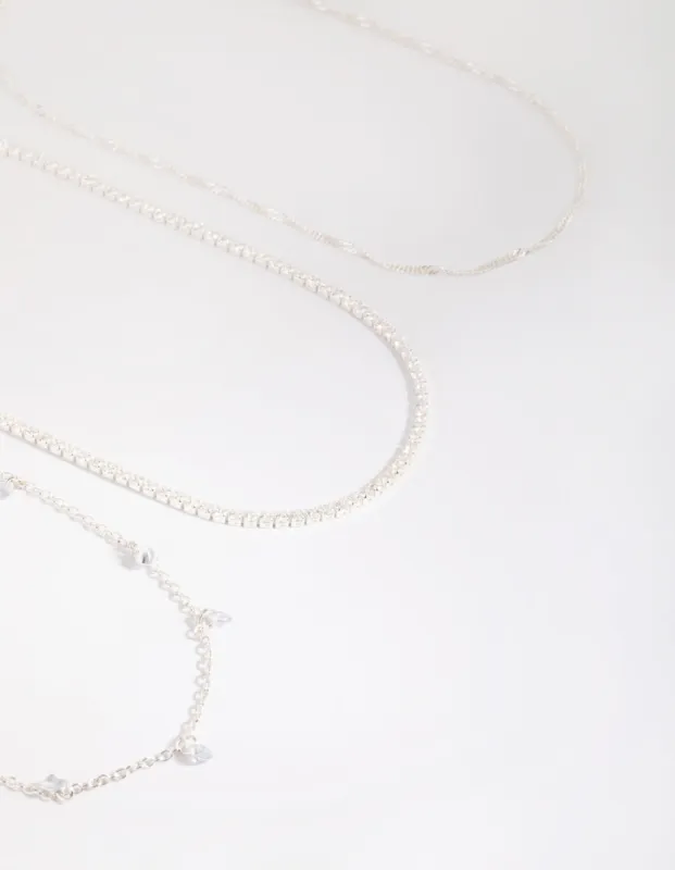 Silver Cubic Zirconia Choker Pack sold by lovisa