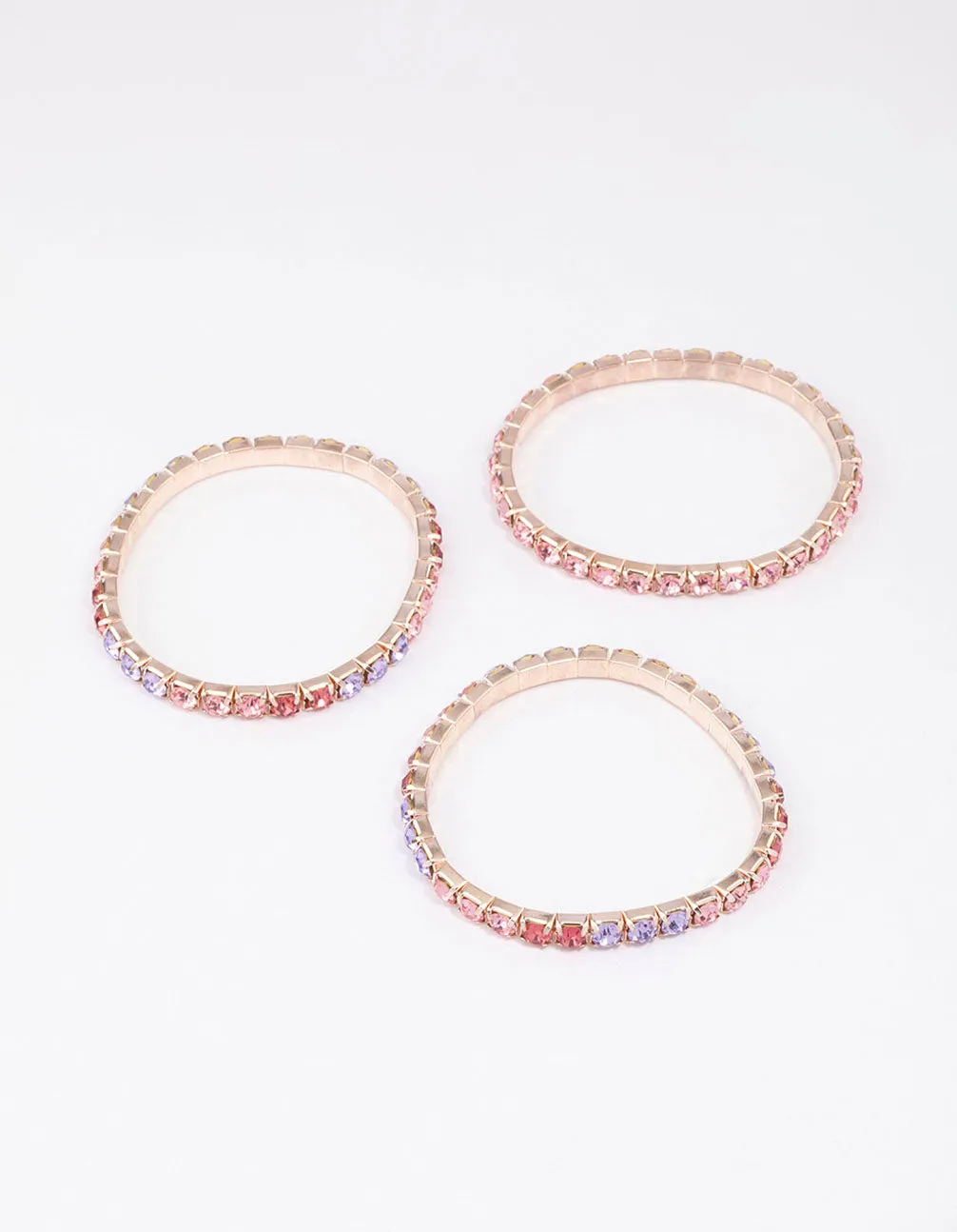 Rose Gold Diamante Stretch Bracelet 3-Pack sold by lovisa