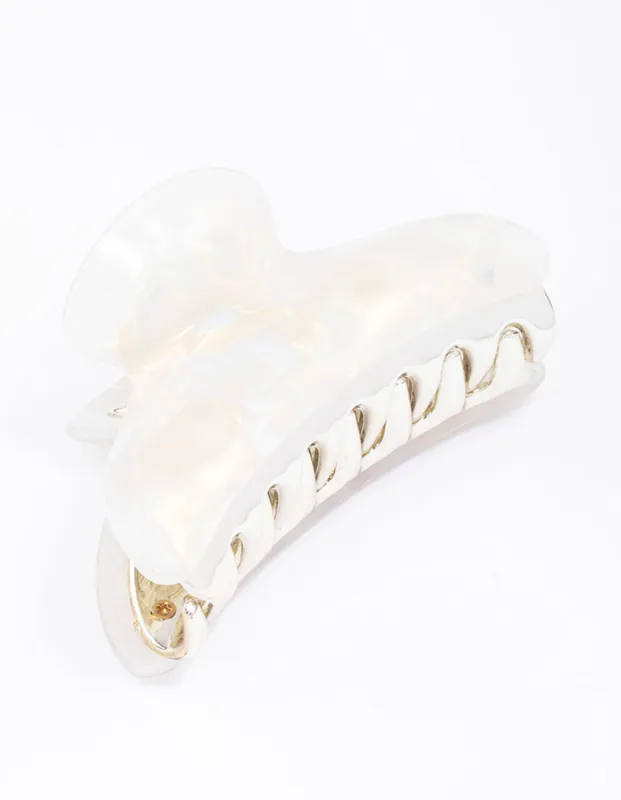 Cream Acrylic Irregular Hair Claw Clip sold by lovisa