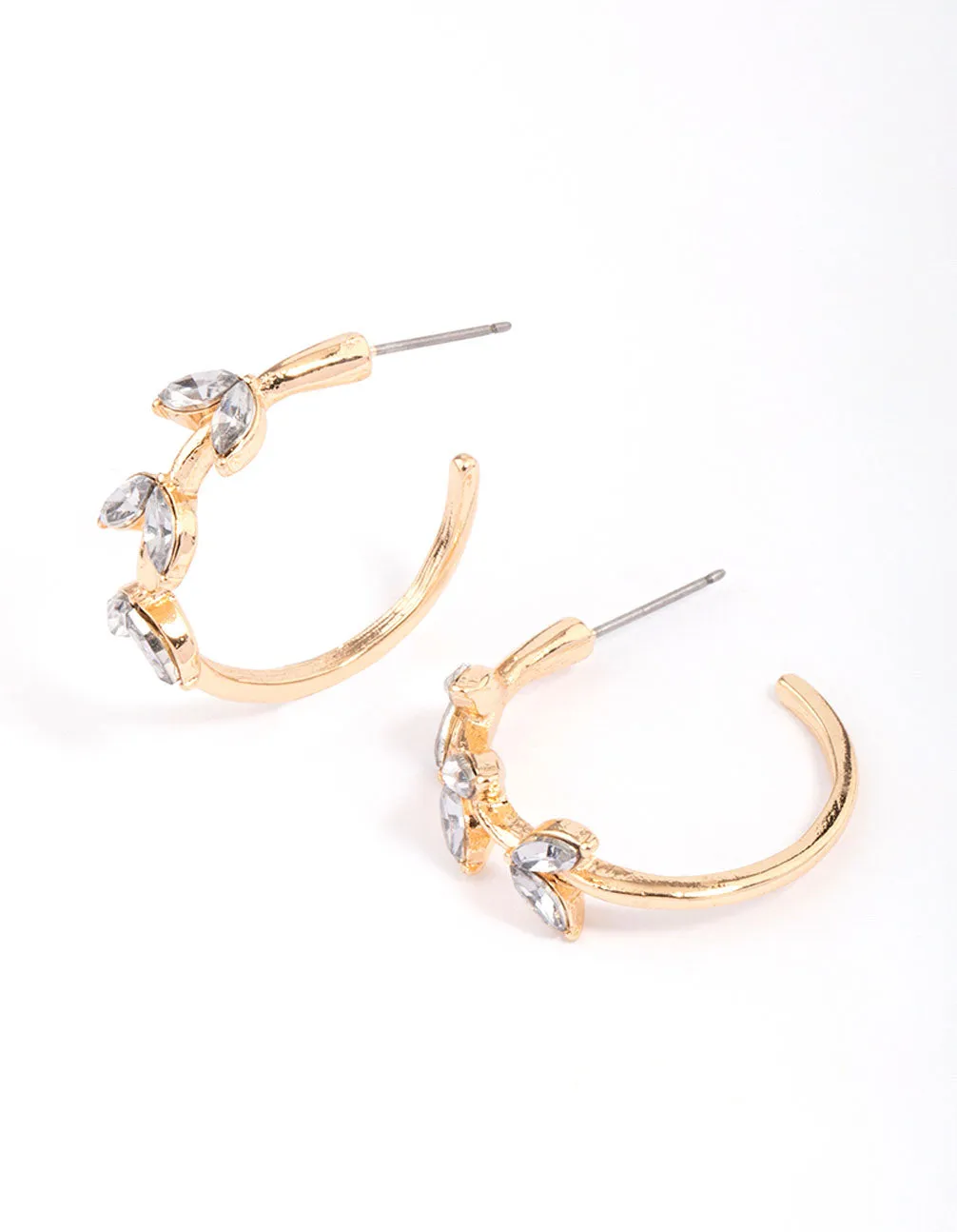 Gold Diamante Vine Leaf Hoop Earrings sold by lovisa