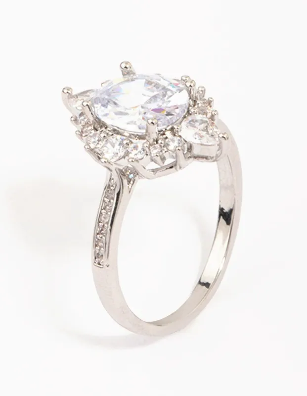 Rhodium Shining Star Cubic Zirconia Ring sold by lovisa
