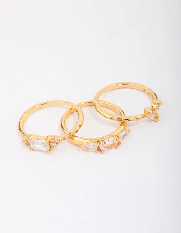 Gold Plated Butterfly Stacking Ring 3-Pack sold by lovisa