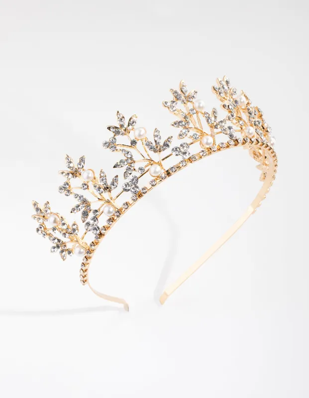 Gold Pearl Leaf Crown sold by lovisa