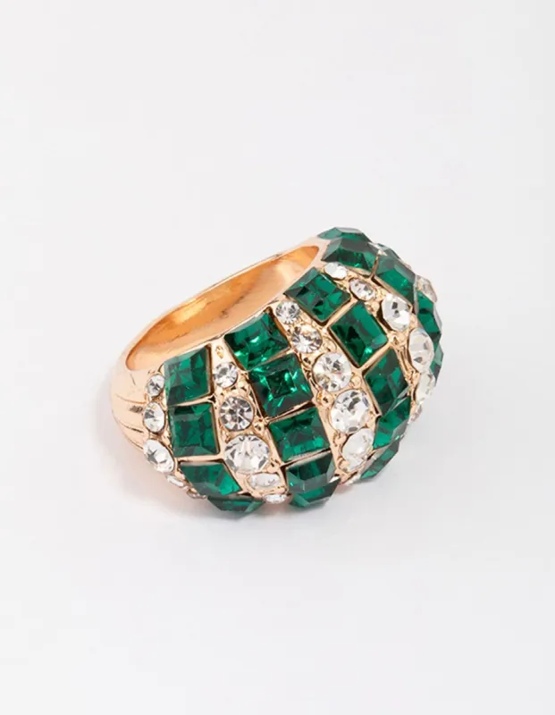 Gold Emerald Stripe Dazzling Ring sold by lovisa