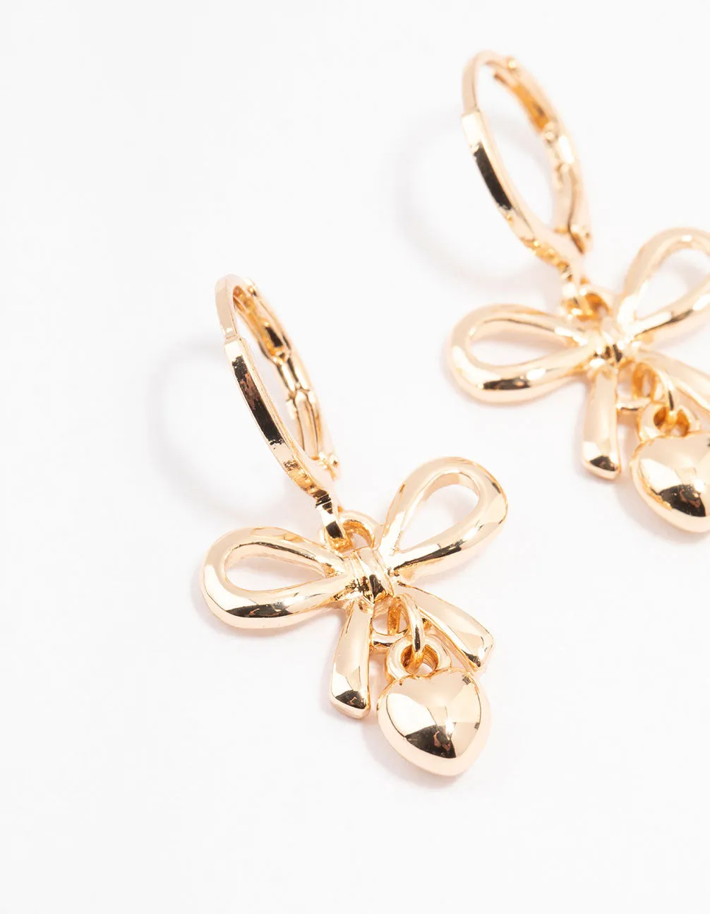 Gold Bow & Heart Drop Huggie Earrings sold by lovisa product image thumbnail 2