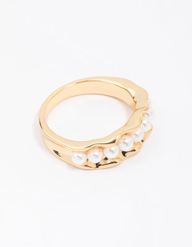 Gold Plated Textured Ribbon Band Ring sold by lovisa