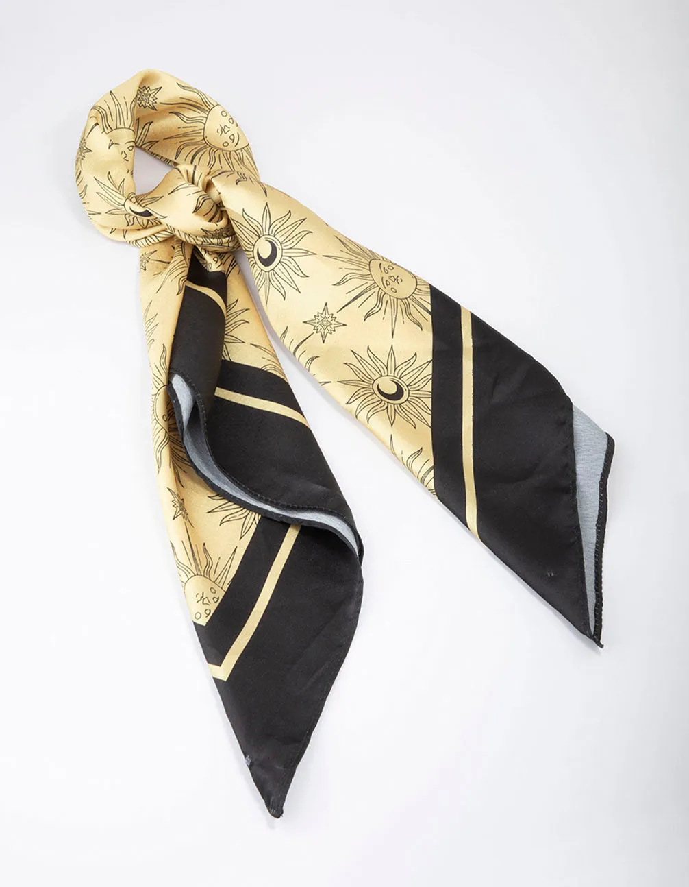 Black & Gold Fabric Celestial Sun Scarf sold by lovisa