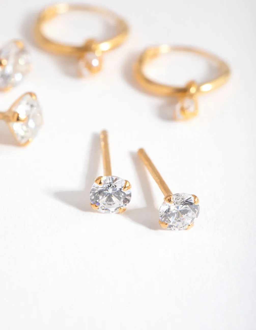 Gold Plated Sterling Silver Cubic Zirconia Stud & Hoop Pack Earring sold by lovisa product image thumbnail 4