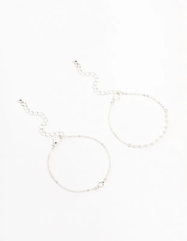 Silver Pearl Station & Diamante Bracelets 2-Pack sold by lovisa