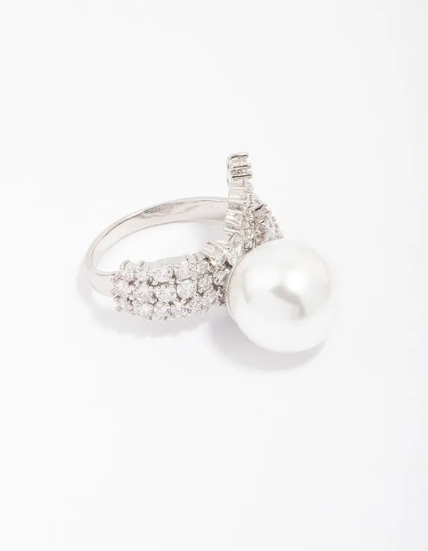 Rhodium Cubic Zirconia Trail Wrapped Ring sold by lovisa