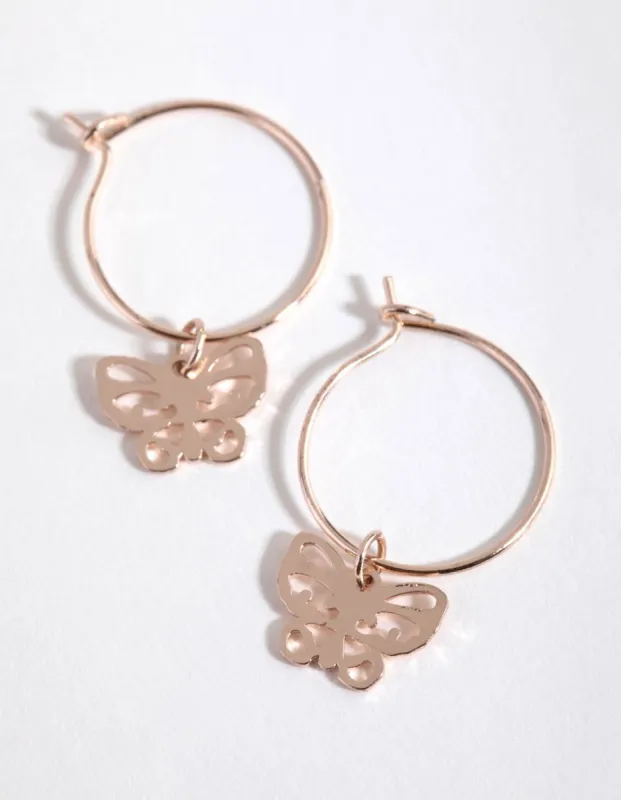 Rose Gold Cut Out Butterfly Huggie Earrings sold by lovisa