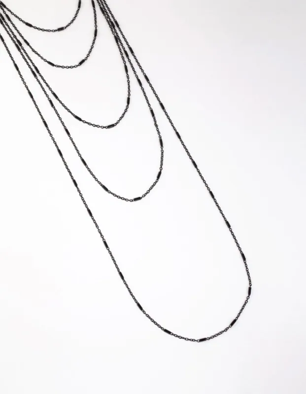 Matte Black Fine Chain Layered Necklace sold by lovisa