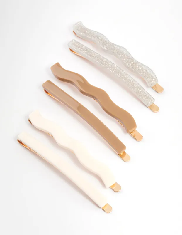 Gold Mixed Shape Hair Clips 6-Pack sold by lovisa