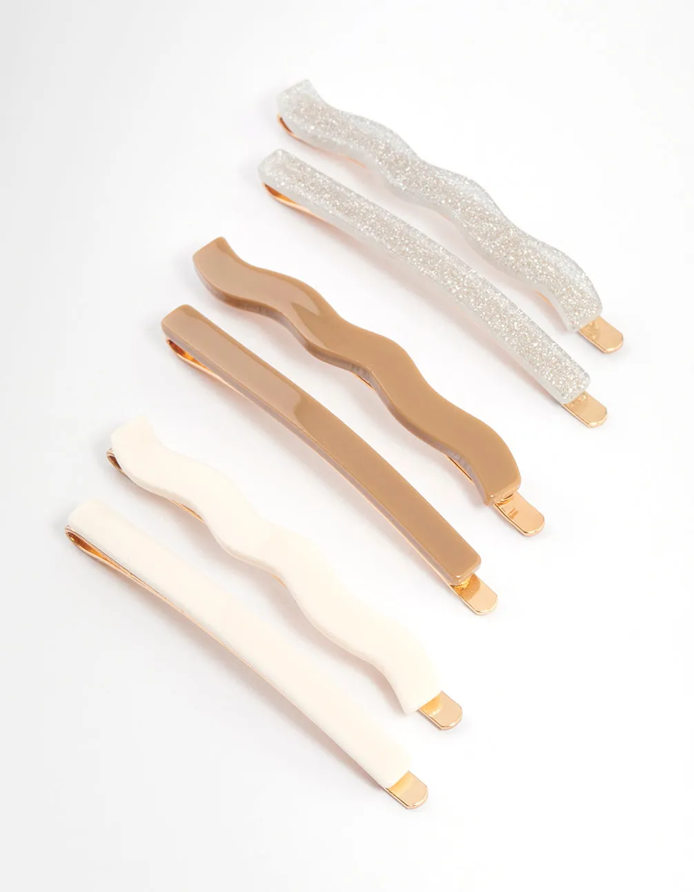 Gold Mixed Shape Hair Clips 6-Pack sold by lovisa