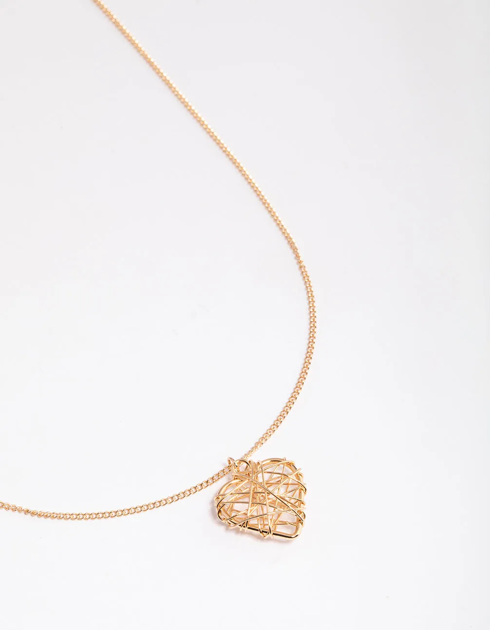 Gold Wrapped Heart Pendant Necklace sold by lovisa