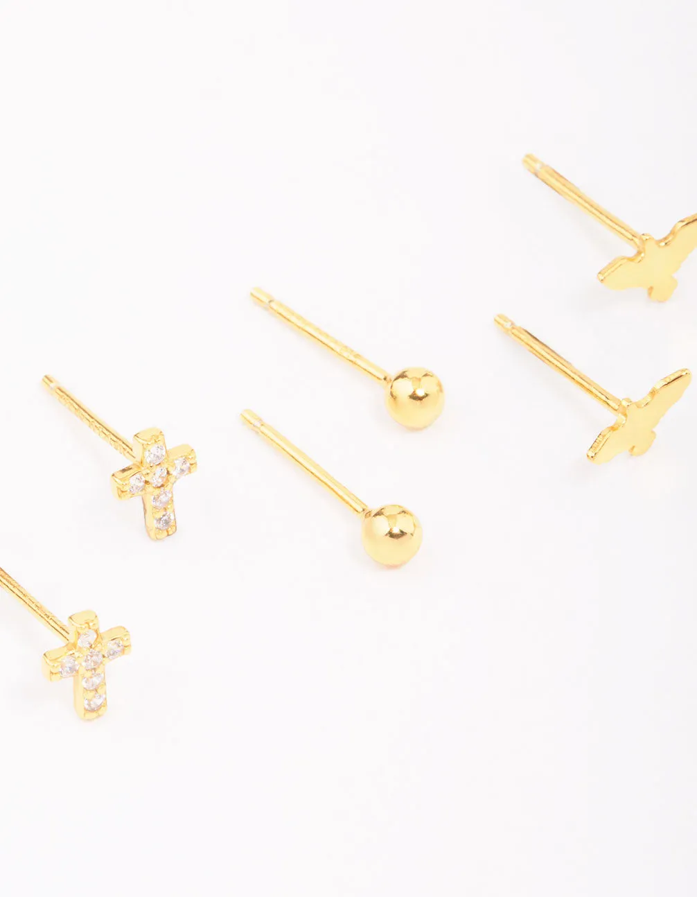 Gold Plated Sterling Silver Bird & Rose Stud Earring 3-Pack sold by lovisa product image thumbnail 2