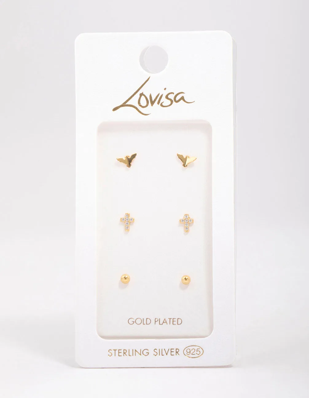 Gold Plated Sterling Silver Bird & Rose Stud Earring 3-Pack sold by lovisa product image thumbnail 3