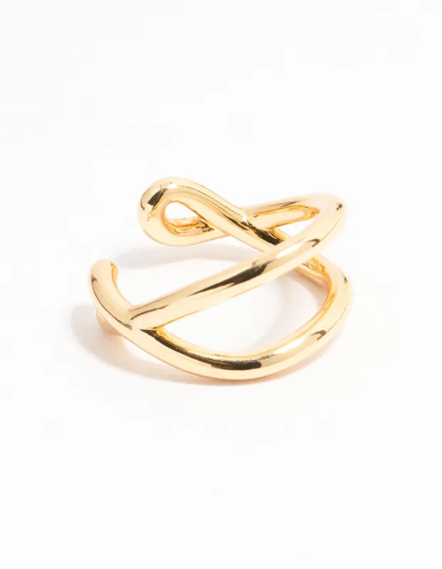 Gold Plated Wavy Double Row Ring sold by lovisa
