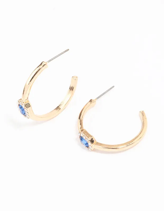 Gold Oval Halo Diamante Hoop Earrings sold by lovisa
