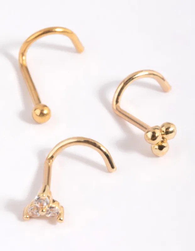 Gold Plated Surgical Steel Flower Nose Studs sold by lovisa