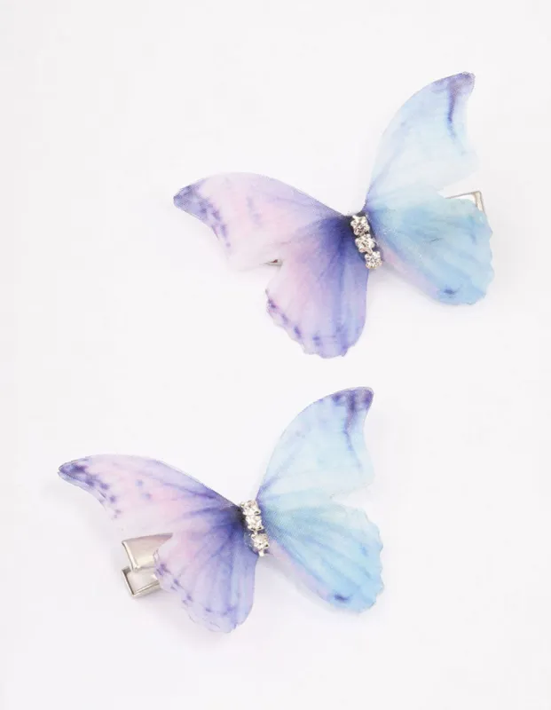 Blue Diamante Butterfly Hair Clip Pack sold by lovisa