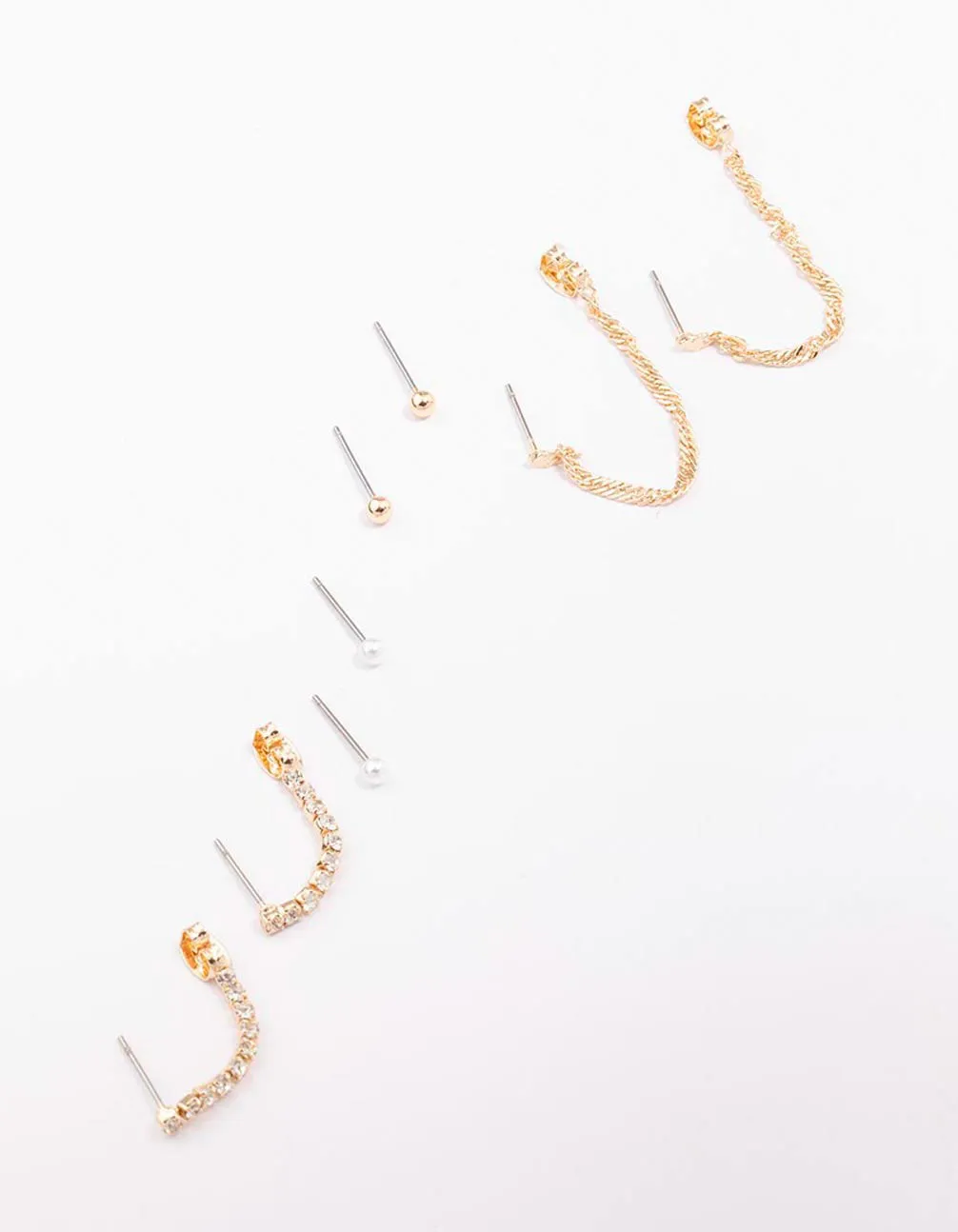 Gold Mixed Chain & Drop Earring 4-Pack sold by lovisa