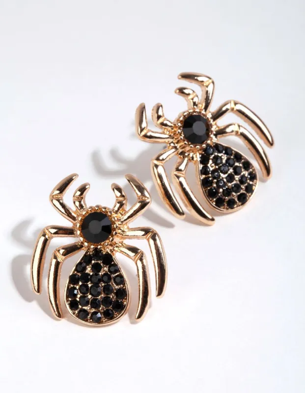 Black Diamante Spider Stud Earrings sold by lovisa