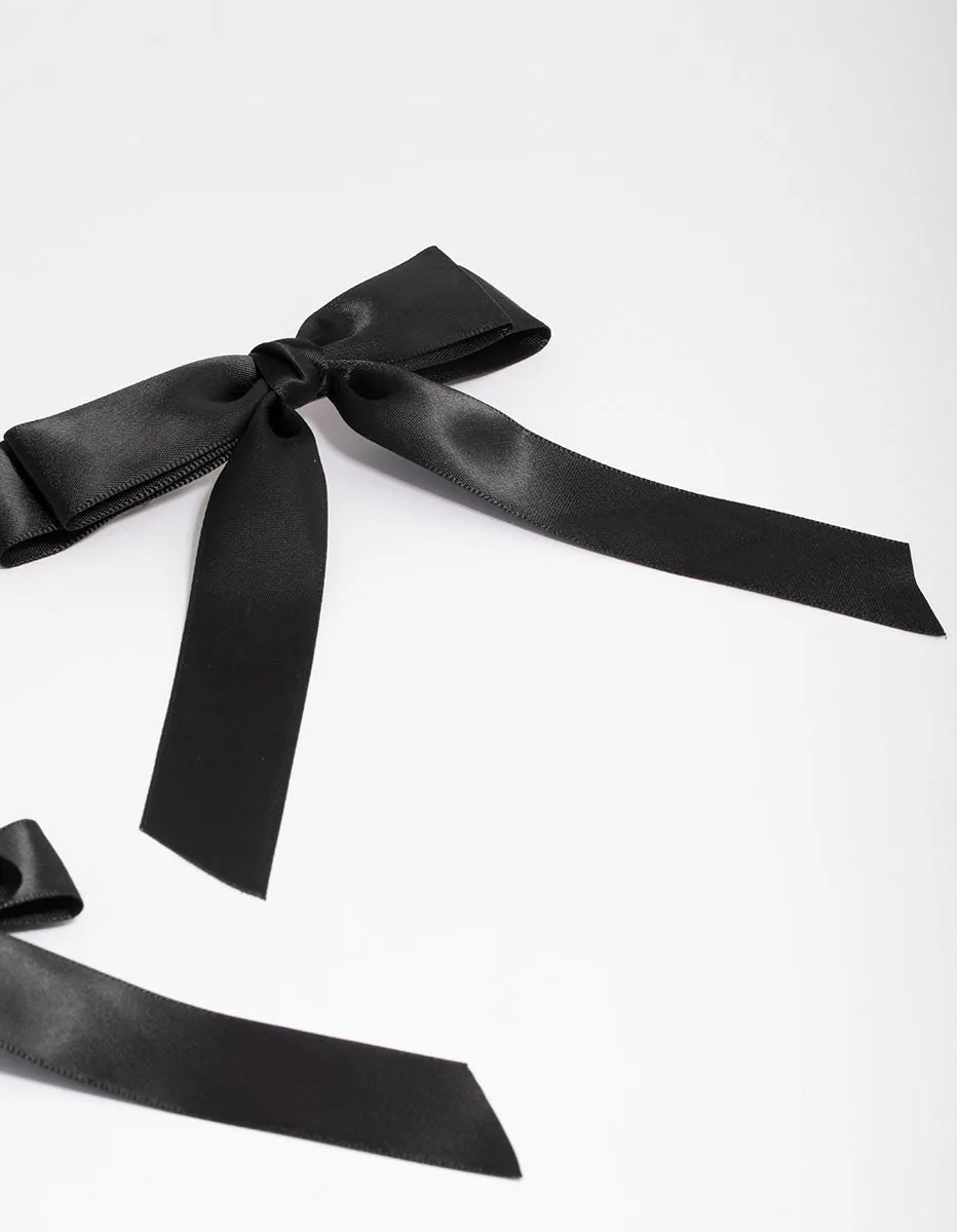 Black Fabric Medium Double Loop Hair Bow Clip Pack sold by lovisa product image thumbnail 3