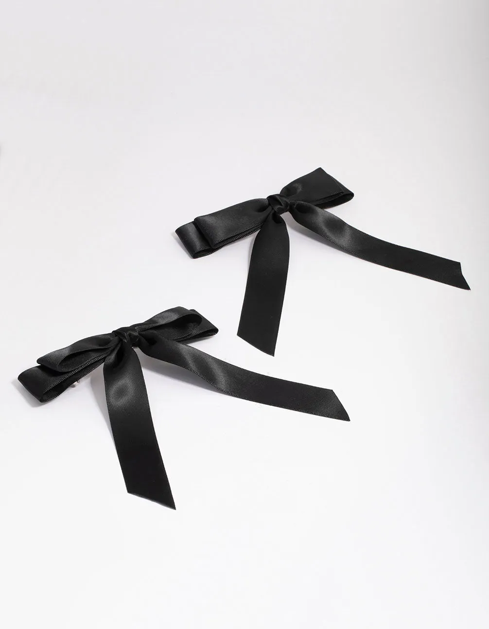 Black Fabric Medium Double Loop Hair Bow Clip Pack sold by lovisa