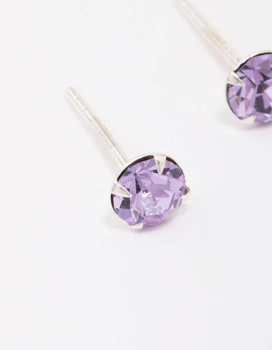 Sterling Silver Lilac Czech Crystal Small Stud Earrings sold by lovisa product image thumbnail 3
