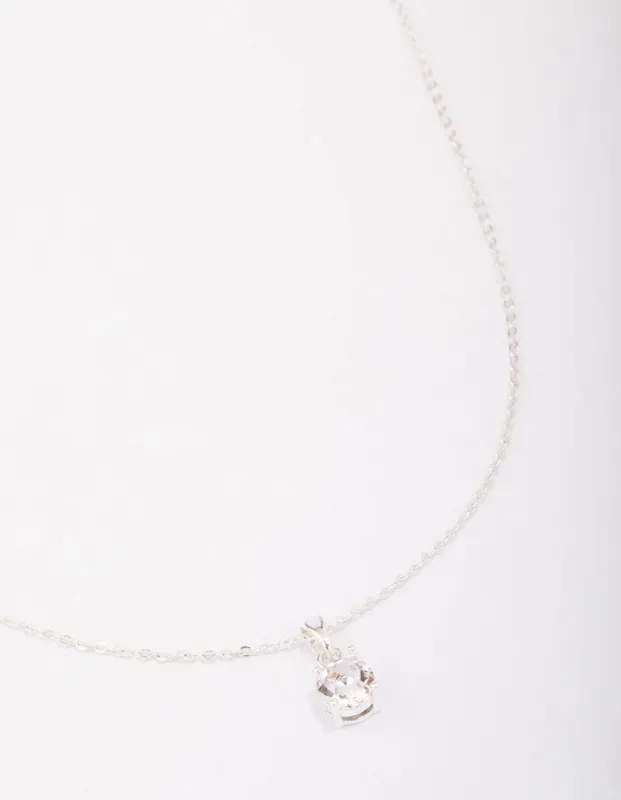 Silver Crystal Solitaire Pendant Necklace sold by lovisa