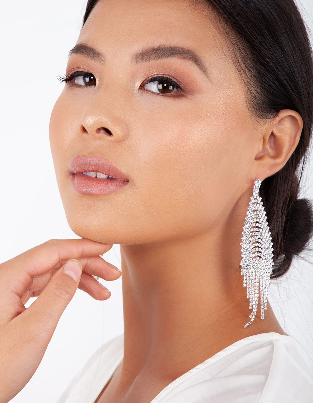 Silver Cup Chain Diamante Fringe Drape Earrings sold by lovisa product image thumbnail 2