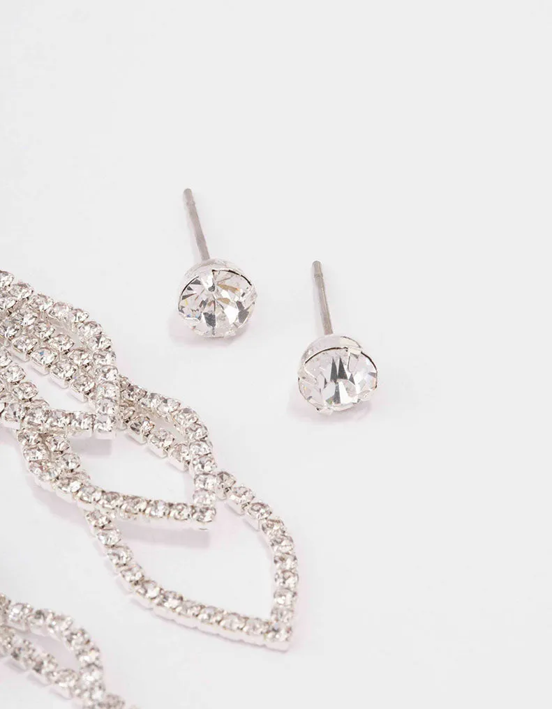 Silver Diamante Oval Earring Pack sold by lovisa product image thumbnail 3