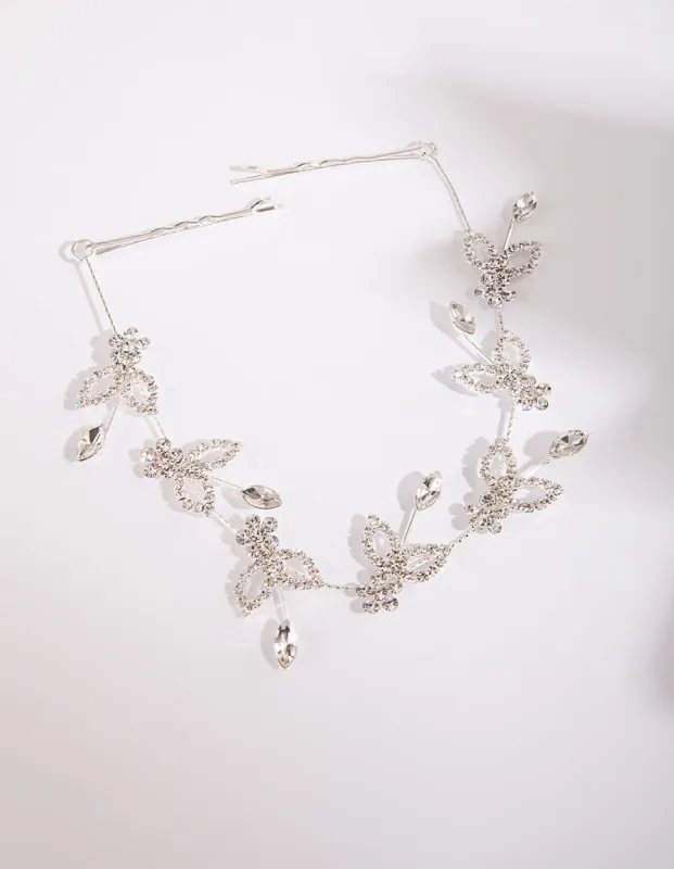 Silver Leaf Crystal Hair Vine sold by lovisa