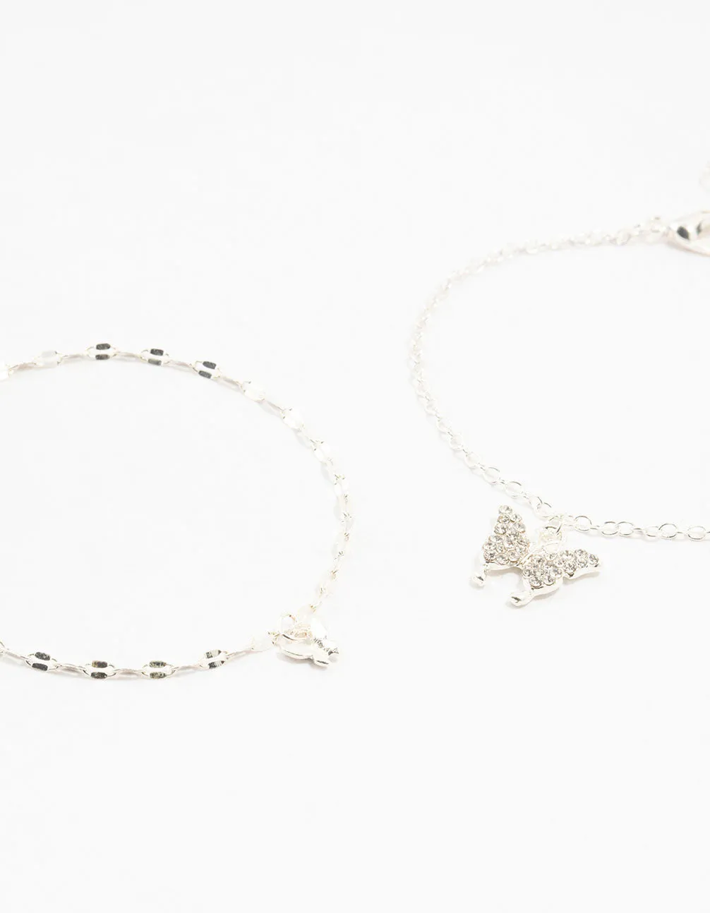 Silver Diamante Butterfly Charm Bracelets 2-Pack sold by lovisa product image thumbnail 2
