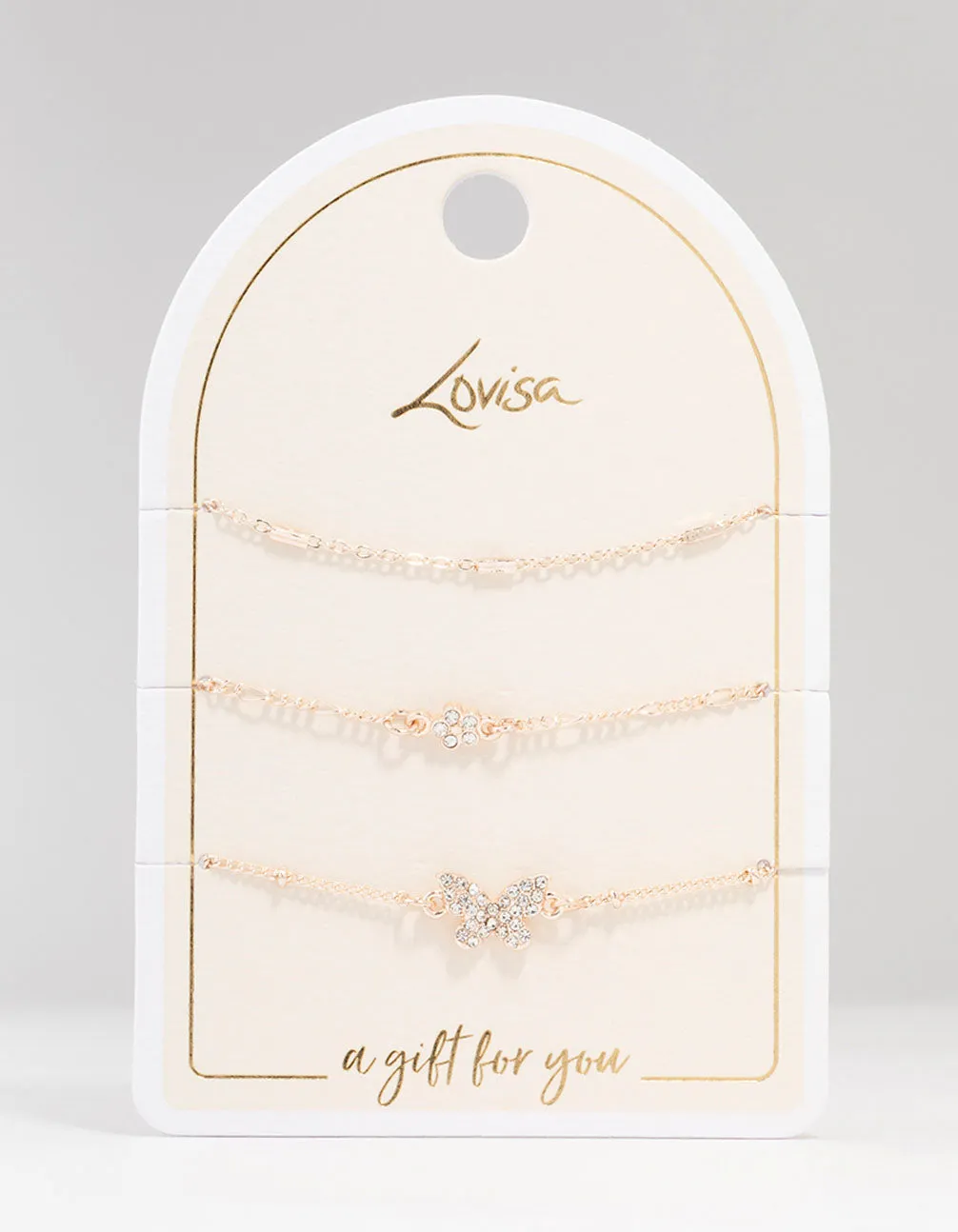 Rose Gold Pretty Butterfly Bracelets 3-Pack sold by lovisa product image thumbnail 3