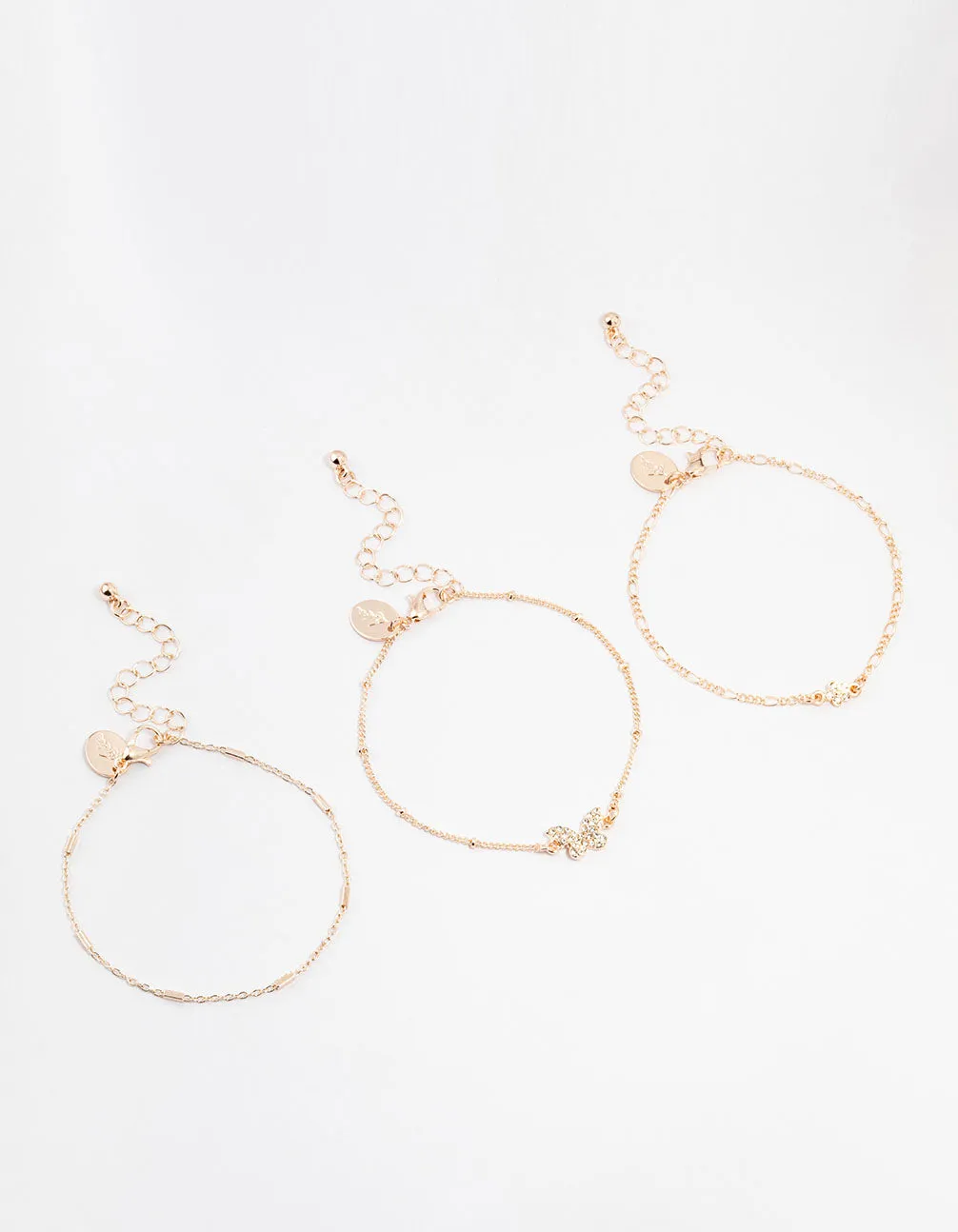Rose Gold Pretty Butterfly Bracelets 3-Pack sold by lovisa