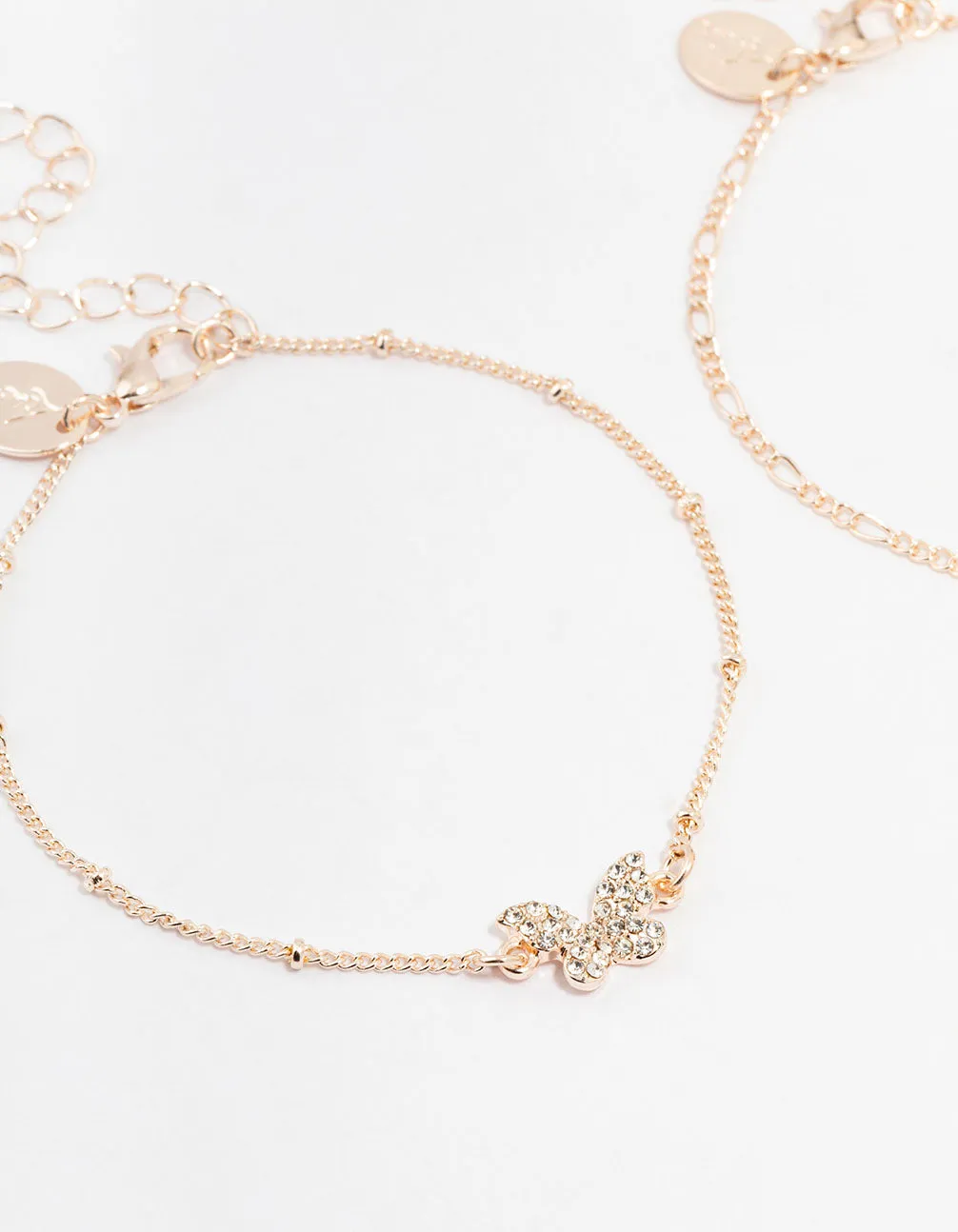 Rose Gold Pretty Butterfly Bracelets 3-Pack sold by lovisa product image thumbnail 2