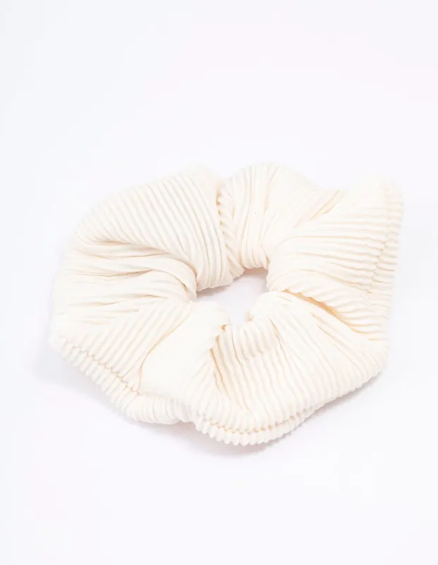 Ivory Ribbed Hair Scrunchie sold by lovisa