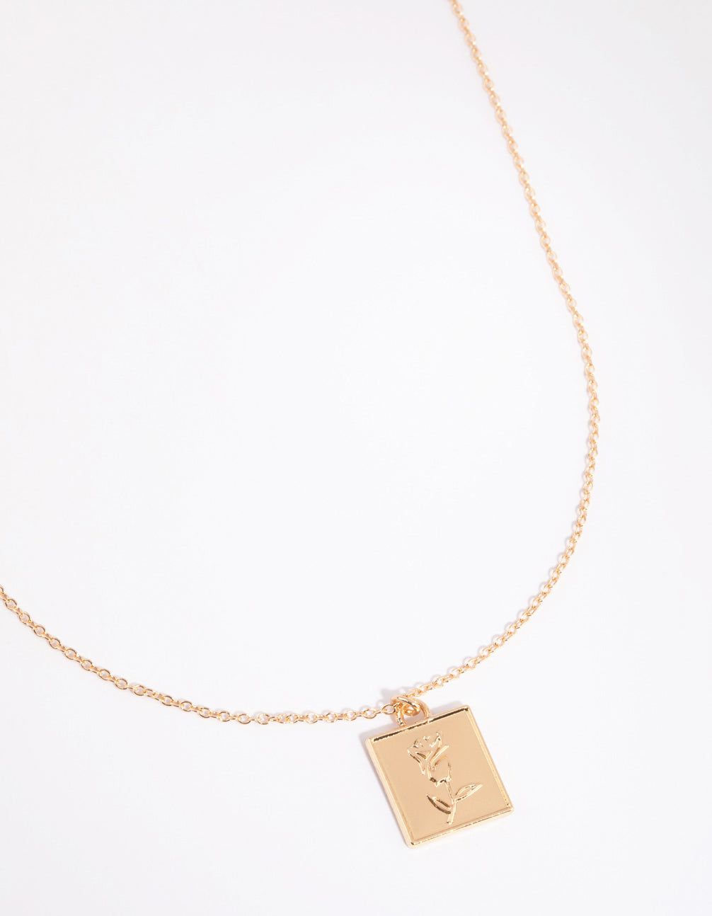 Gold Rose Square Pendant Necklace sold by lovisa