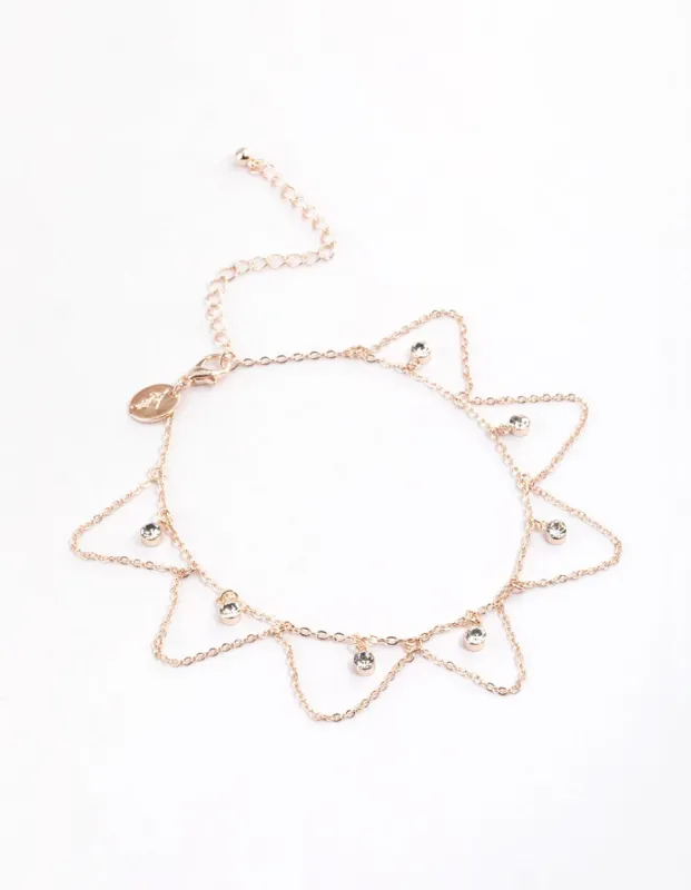Rose Gold Diamante & Chain Loop Anklet sold by lovisa