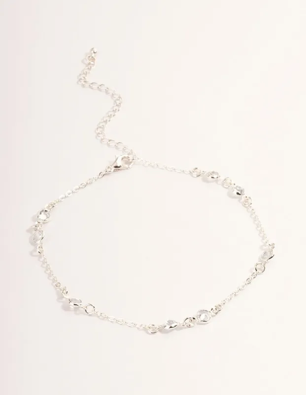 Silver Cubic Zirconia Station Anklet sold by lovisa