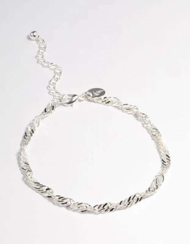 Silver Twist Chain Anklet sold by lovisa