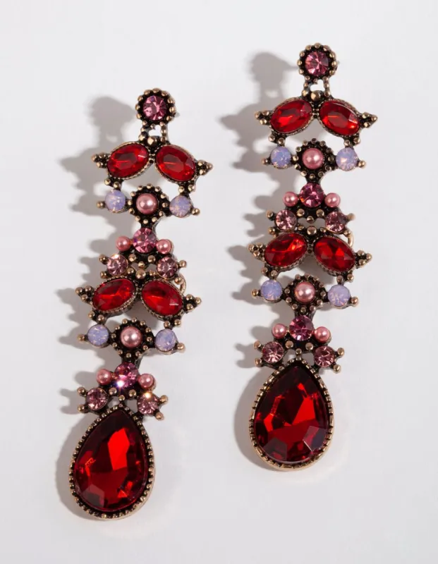 Antique Gold Small Marquise Drop Earrings sold by lovisa