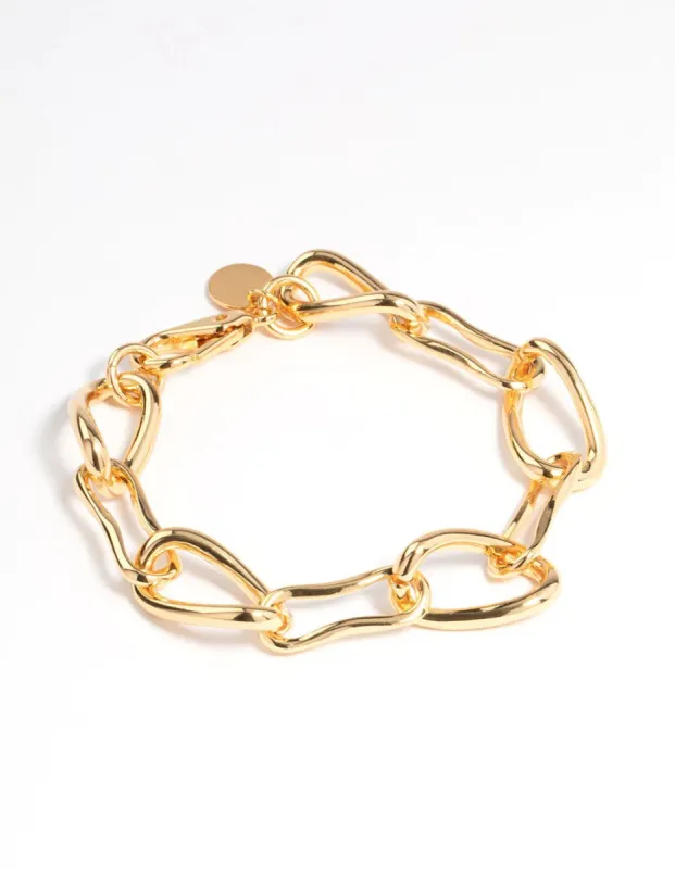 Brass Gold Plated Surgical Steel Irregular Link Chain Bracelet sold by lovisa